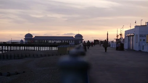 E Sunset on a promenade 4K Stock Footage 123389754
