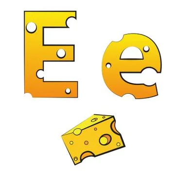 E, swiss vector Alphabet made of Cheese Stock Illustration