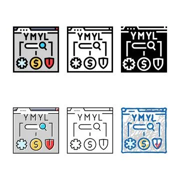 E-a-t expertise set authoritativeness trustworthiness color icon vector Stock Illustration