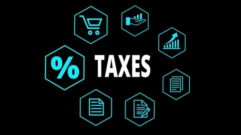 E-tax, payment concept on the transparent background. Government, state tax.. 스톡 동영상 336985952