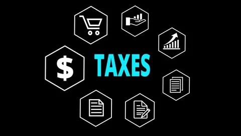 E-tax, payment concept on the transparent background. Government, state tax.. Vidéo 337465606