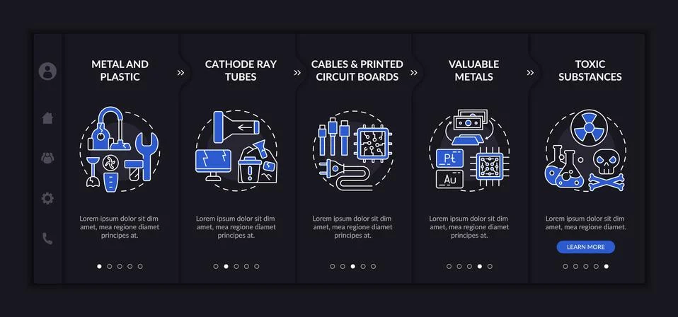 E-trash elements onboarding vector template 스톡 일러스트