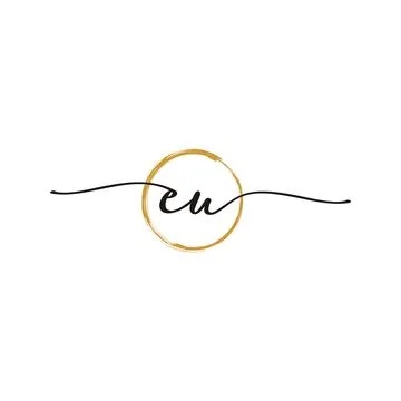 E U Initial Script Letter Beauty Logo Template Stock Illustration