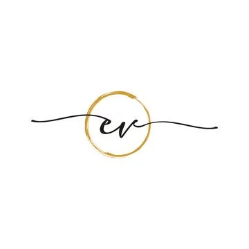 E V Initial Script Letter Beauty Logo Template 스톡 일러스트