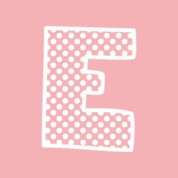 E vector alphabet letter with white polka dots on pink background Stock Illustration