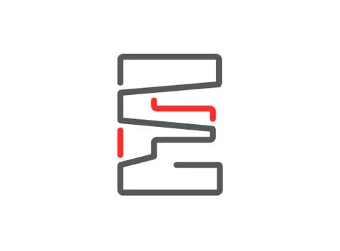 E vector letter, modern desing. Line stroke, unique font. For poster, logo, b Stock Illustration