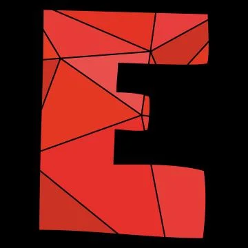 E vector red alphabet letter isolated on black background Stock-Illustration