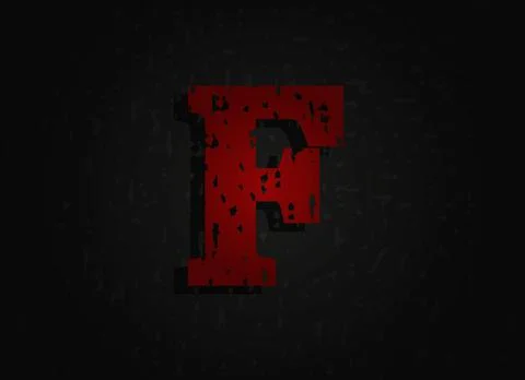 E vector red letter made of grunge texture. Insane Fear brutal font. Wicked n 스톡 일러스트