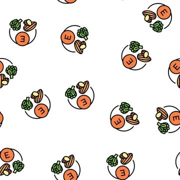 E vitamin vector seamless pattern Stock Illustration