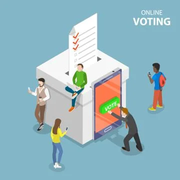 E-voting system flat isometric vector conceptual illustration. Stock Illustration