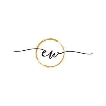 E W Initial Script Letter Beauty Logo Template Stock Illustration