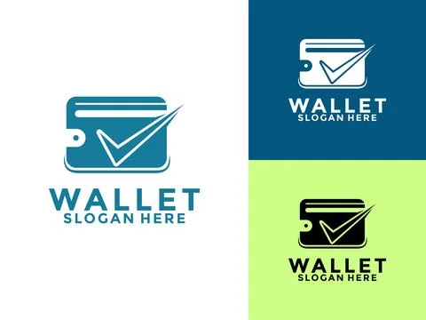 E wallet Check logo design vector design template, wallet with check vector.. Stock Illustration
