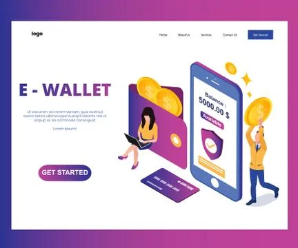 E wallet concept isometric Stock Illustration