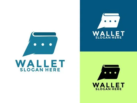E wallet talk logo design vector design template, wallet with bubble chat v.. Stock Illustration
