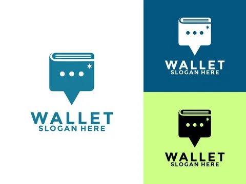 E wallet talk logo design vector design template, wallet with bubble chat v.. Stock Illustration