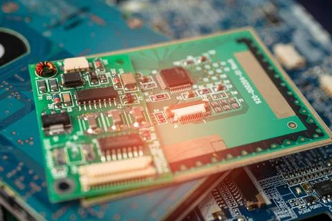 E-waste electronic, computer circuit cpu chip mainboard core processor elec.. Stock Photos