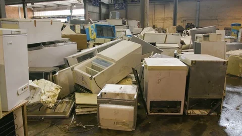 E-Waste Fridges Static Video stock 77702384