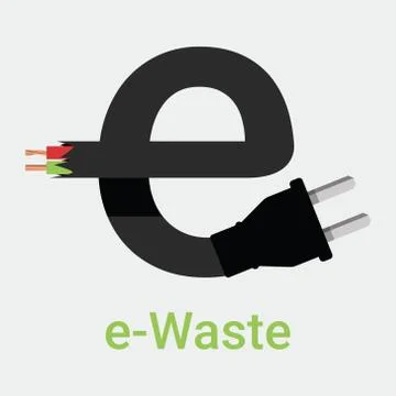 E-waste garbage icon. Old discarded electronic waste to recycling symbol. Stock Illustration