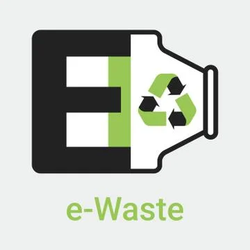 E-waste garbage icon. Old discarded electronic waste to recycling symbol. Stock Illustration