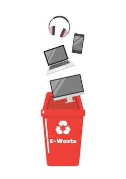 E-waste garbage sorting container with recycle symbol Illustrazione stock