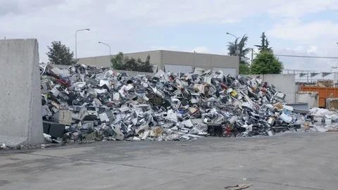 E-Waste Pile Static Wide Video stock 77707097
