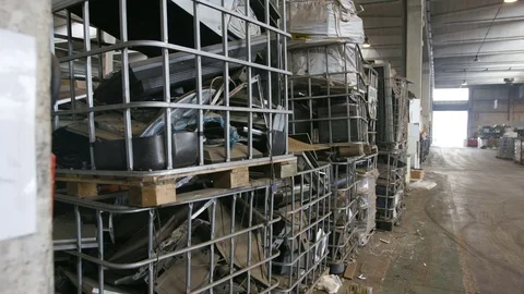 E-Waste Processing Plant Forklift Video stock 77700203