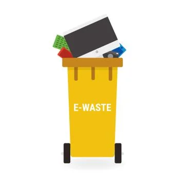 E-waste recycle bin, flat design. 스톡 일러스트