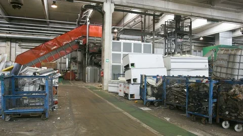 E-Waste Recycling and Seperating Plant Stock-Footage 77701167