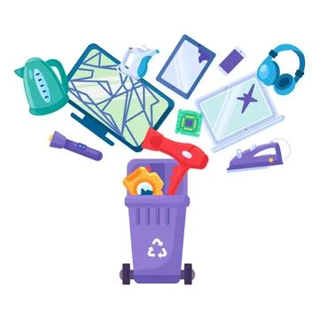 E Waste Recycling Cartoon Solid Container Stock Illustration