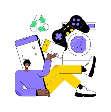 E-waste reduction abstract concept vector illustration. Illustrazione stock