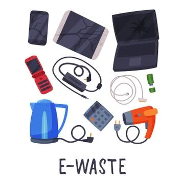 E-Waste Sorting, Segregation and Separation of Garbage Vector Illustration on Stockillustratie