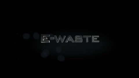 E-waste title metal text on black alpha channel background 스톡 동영상 296268955