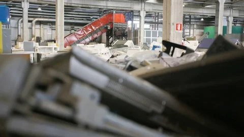 E-Waste TV Pull Focus Stock-Footage 77743548