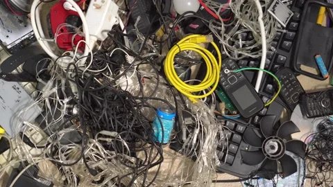 E-waste, Used electronics, Electronic scrap components, harmful materials Видео 185859792