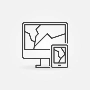 E-Waste vector garbage concept thin line icon or sign Stock-Illustration
