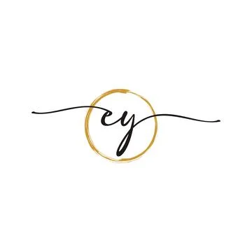 E Y Initial Script Letter Beauty Logo Template Stock Illustration