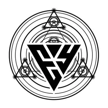 E Y Monogram letter logo with triangle shape design template with sacred geom Stock Illustration