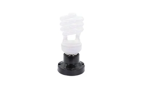 E27 lamp base holder fitting fix with bulb isolated on white background. Stock Photos