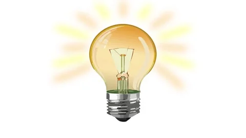 An E27 type flashing light bulb animated illustration on a white background Stock Footage 312318908