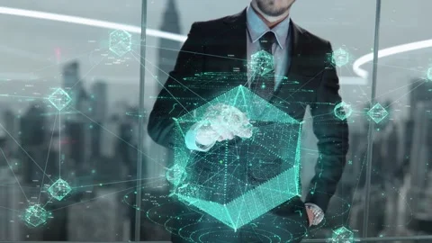 E2E- businessman working with virtual reality at office. Stock Footage 254340936