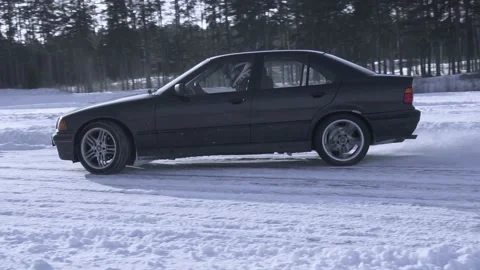E36 Car winter drifting slow motion Stock Footage 170697256