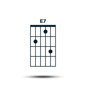 E7, Basic Guitar Chord Chart Icon Vector Template Stock Illustration