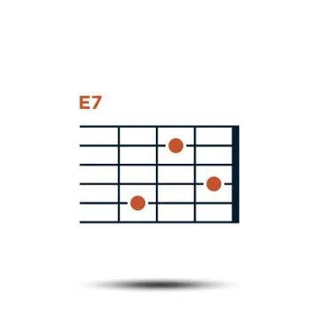E7, Basic Guitar Chord Chart Icon Vector Template Stock Illustration