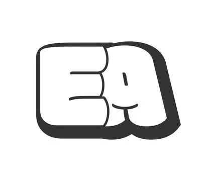 EA logo, bubble comic lettering, rounded in graffiti style black and white .. Stock Illustration