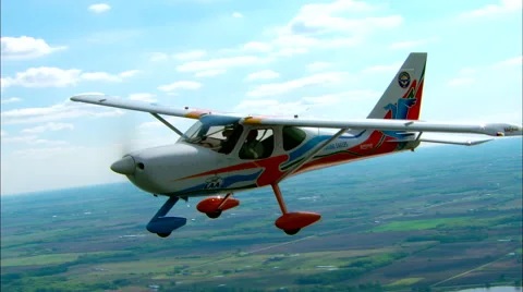 EAA Young Eagles Airplane Air to Air Straight Level Stock Footage 68100641