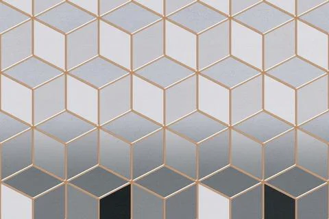 Each shape is outlined with thin gold borders, adding a touch of elegance. Stock Illustration