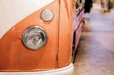 Eadlights of retro bus. Stock Photos