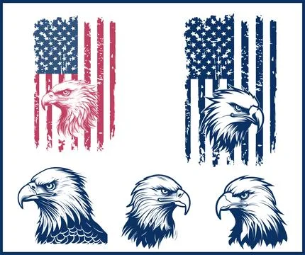 Eagle With American Flag and Eagle Shirt for USA Patriotic Stock Illustration