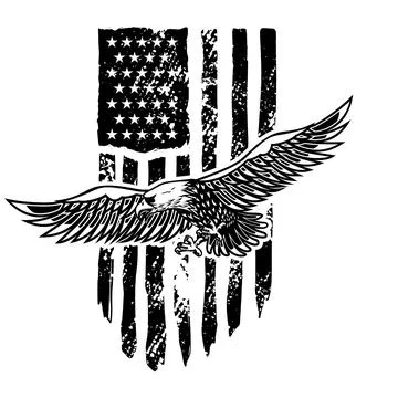 Eagle on american flag background. Design element for logo, emblem, sign, pos Stock Illustration