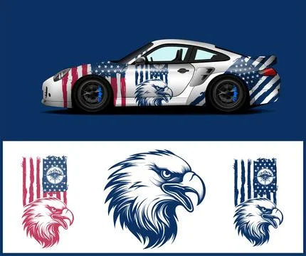 Eagle With American Flag or Eagle through Flag Bald Eagle, Eagles Stock-Illustration